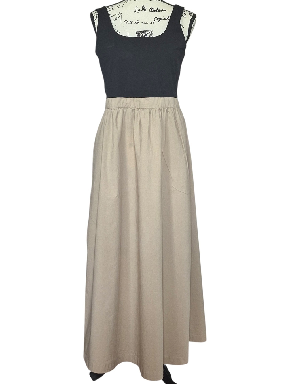Cynthia Rowley Cotton Maxi Dress L Colorblock Pockets Square Neck Coastal Chic